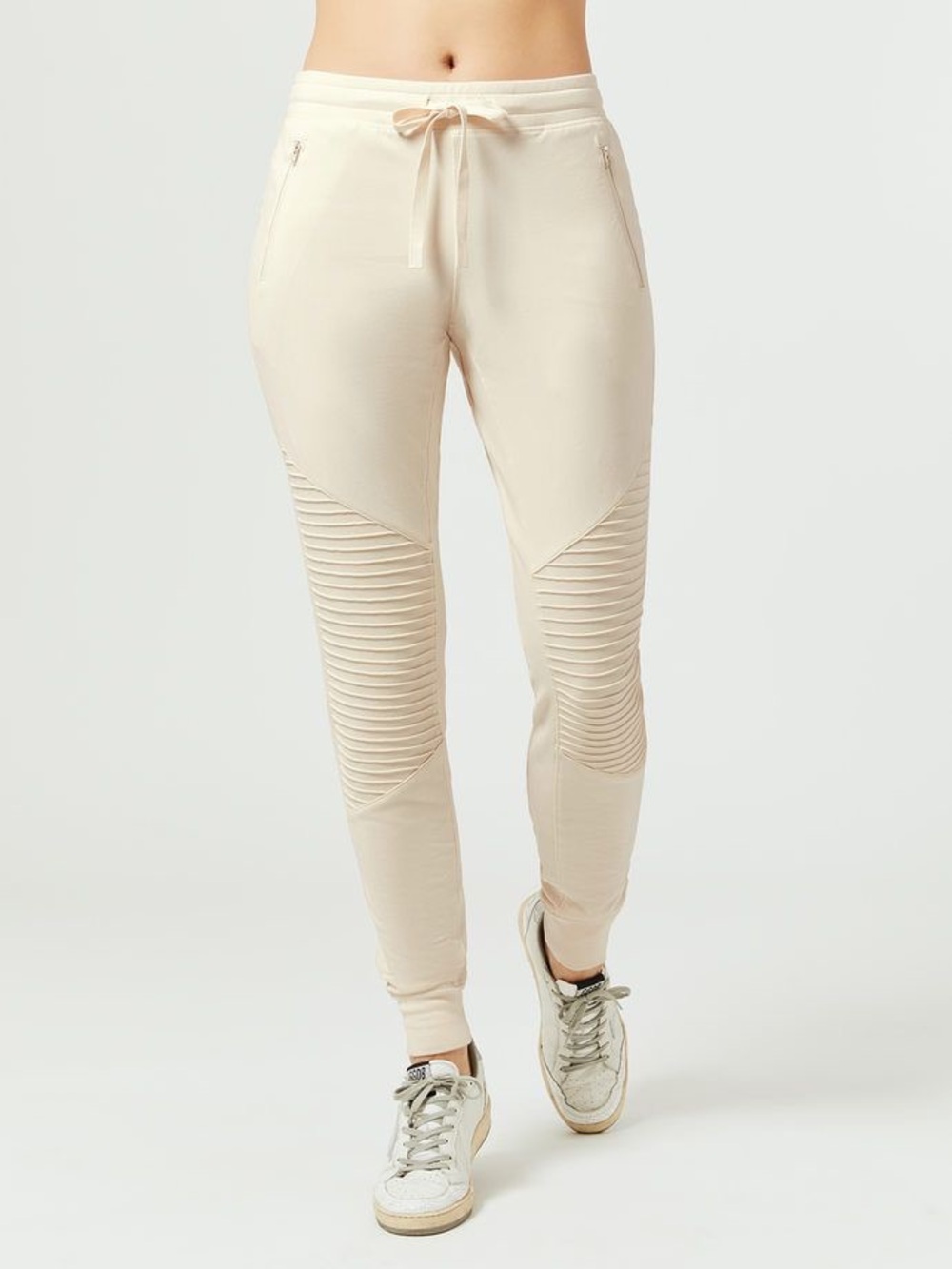ALO Yoga Cream Ribbed Panel Joggers